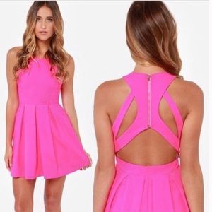 Pink Open Back Lulu's Skater Dress